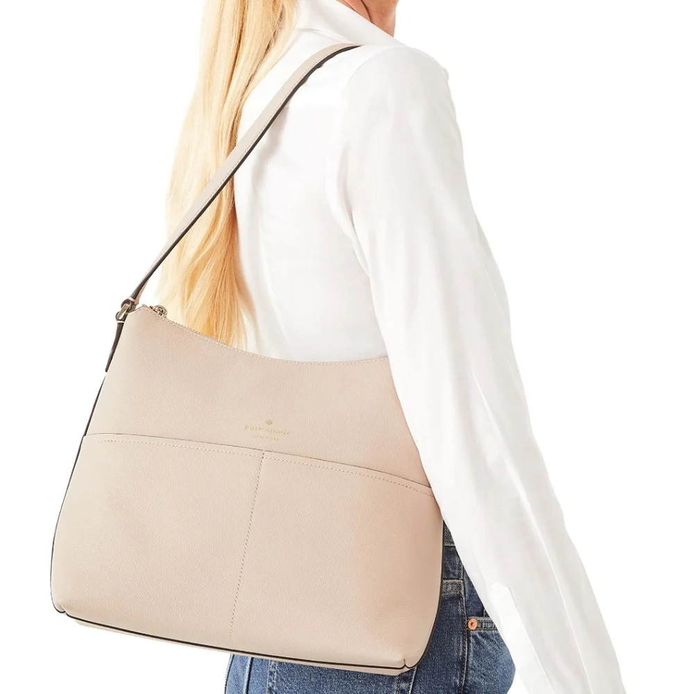 Kate Spade‎ Bailey Textured Leather Shoulder Bag Purse Handbag Beige
